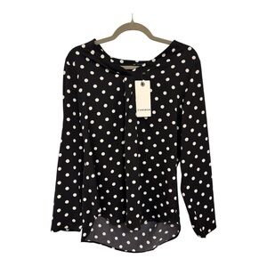 Black & White Polka Dot Blouse Business Casual Preppy Size Medium NWT